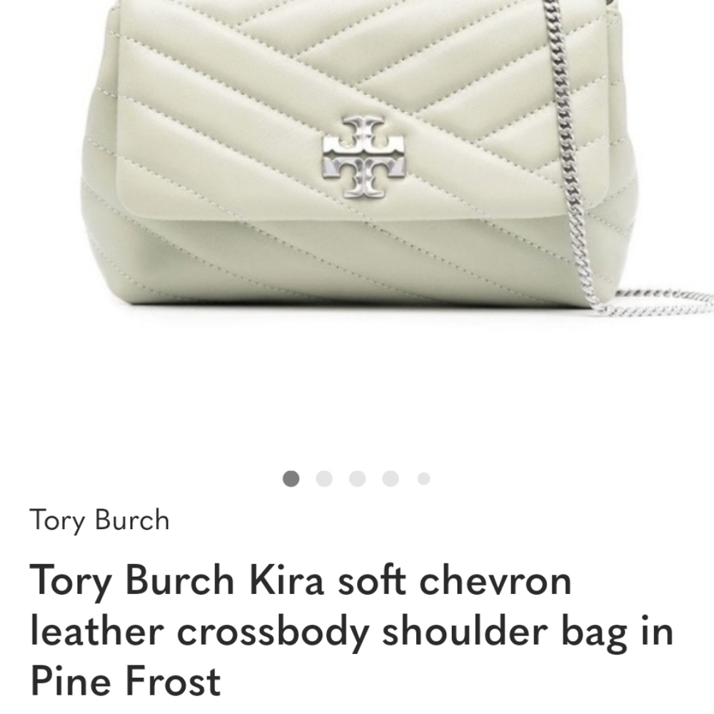 Tory Burch Kira soft chevron leather crossbody shoulder bag in Pine Frost